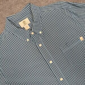 Timberland Mens L/G Blue Gingham Checkered Long Sleeve Button Down Shirt‎